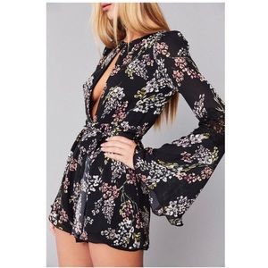 Stone Cold Fox Black Floral Romper